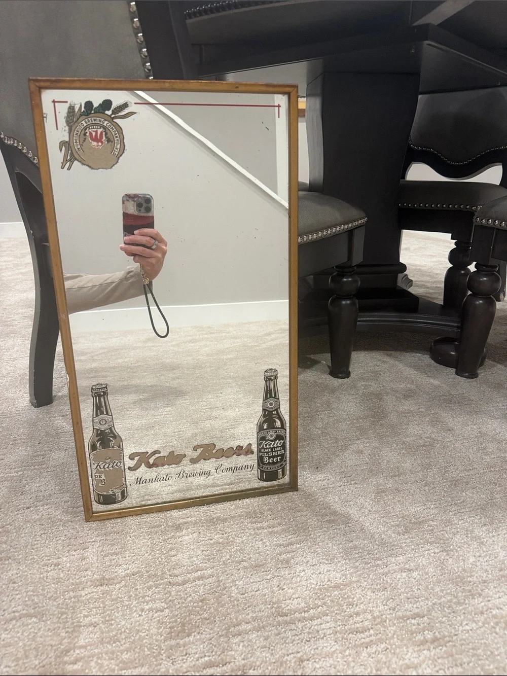 Kato Beers Vintage Style Decorative Wall Mirror - Brown Frame Mankato brewing co